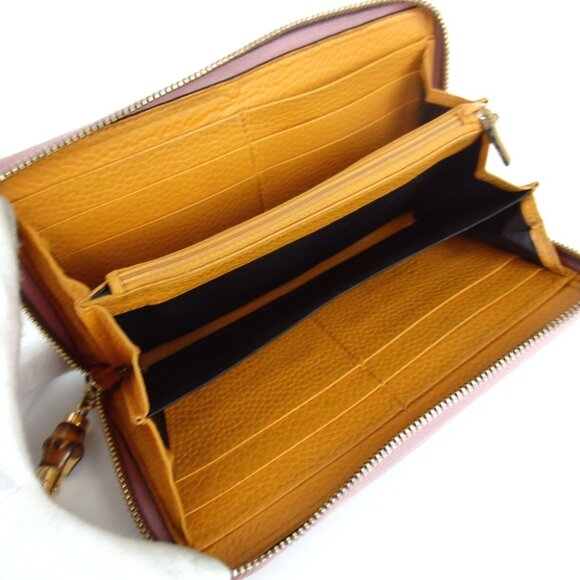 Authentic GUCCI 307984.496353 Zip Around Bamboo purse leather [Used] - Picture 13 of 16